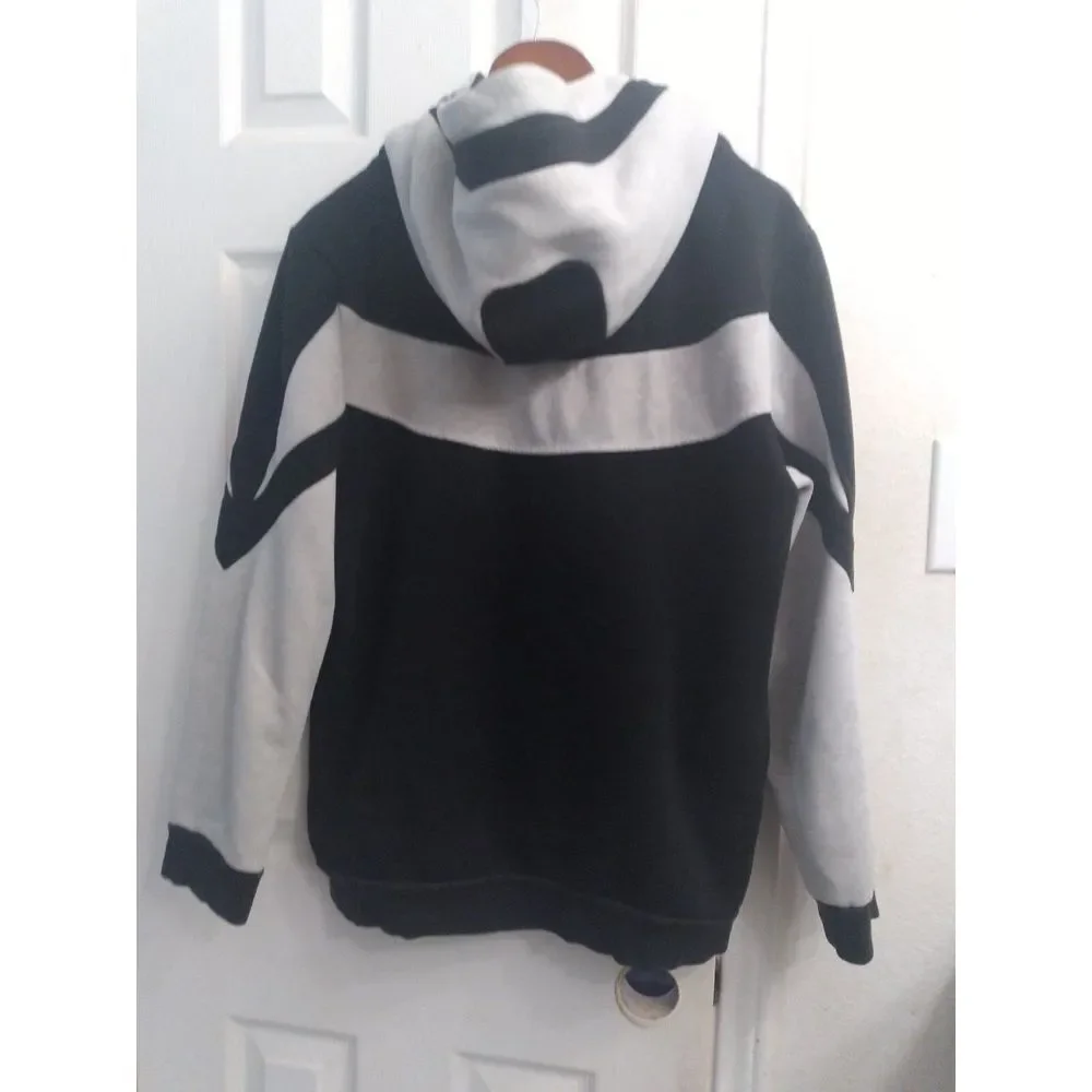 Retro Style Two-Tone Graphic Hoodie Black &‎ Grey Athletic Sweatshirt Pullover